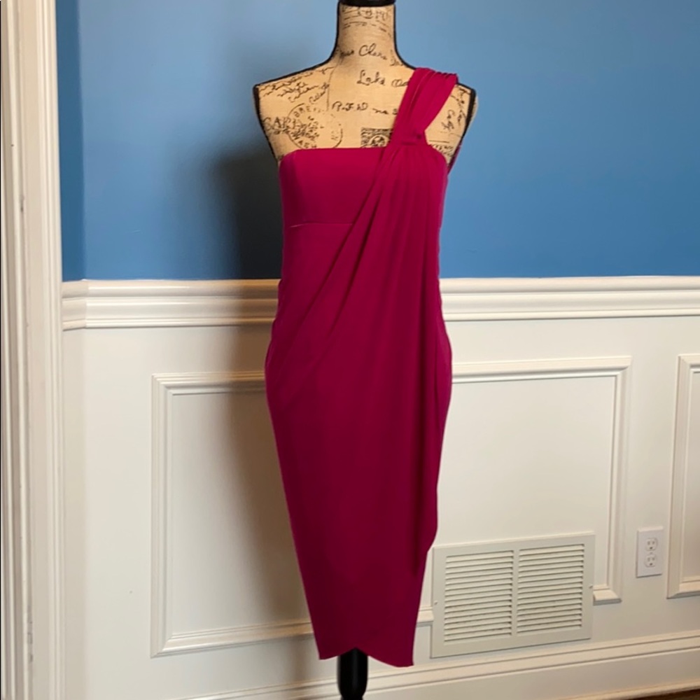 NEWPORT NEWS pink one shoulder dress ~ Size 6~New
